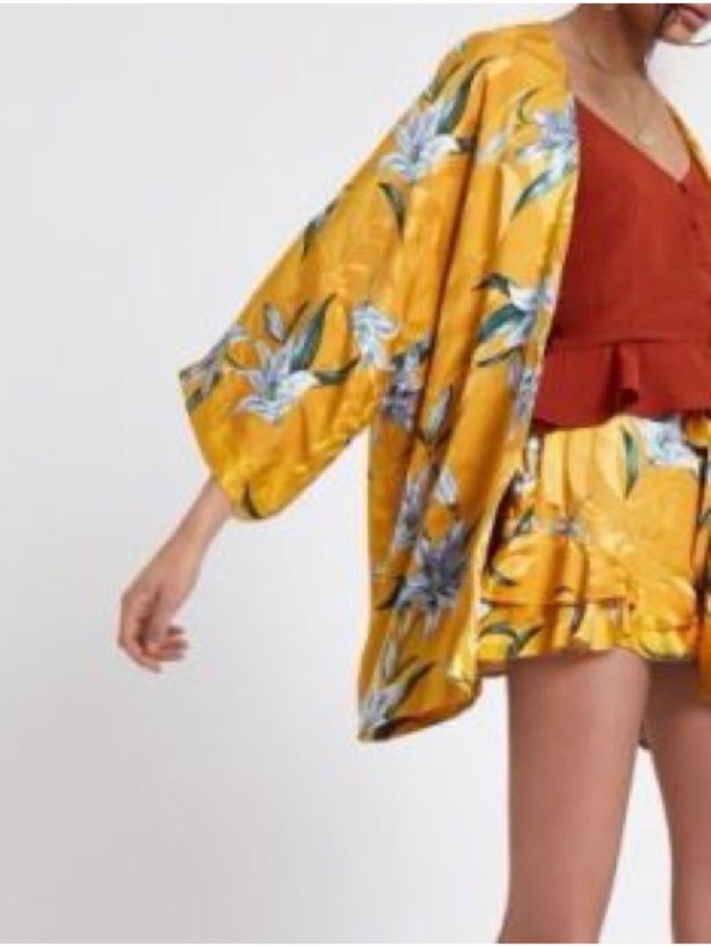 Anthropologie Yellow Floral Kimono